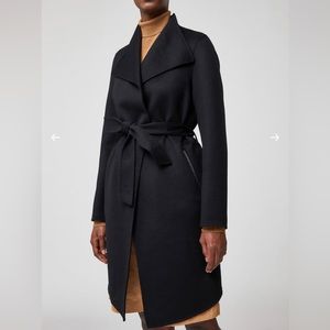 Mackage Laila Leather Trim Wool Coat